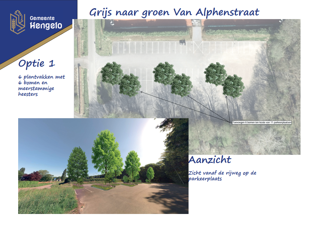 Voorkeursontwerp Van Alphenstraat Ontwerp Van Alphenstraat met bomen op de parkeerplaats